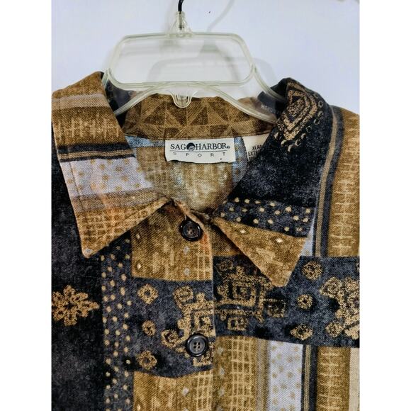 3844) Vintage Sag Harbor Western Artsy Tribal Boho Linen Blend Shacket Top XL - Picture 5 of 9